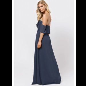 TOBI INTO YOU SLATE RUFFLE TOP MAXI DRESS